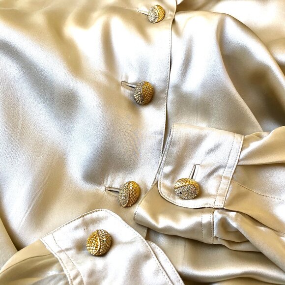 Anne Pinkerton Vintage 8O’s Korea Silk Button Down Blouse Shirt OVERSIZED - Picture 9 of 13